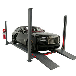 Oasis 4-Post Car Lift Narrow 9000 LBS | 110V | Free Casters & Ramps Included